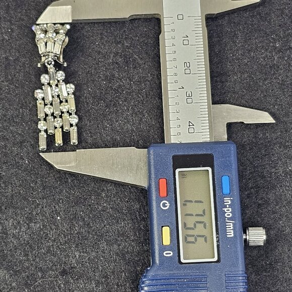 Western Germany Rhinestone Vintage Dangle Earrings Faux Diamonds Silver Tone - Picture 9 of 11